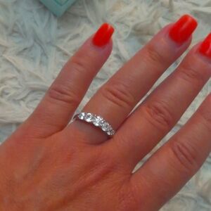 Elegant Silver Band with Clear Stones